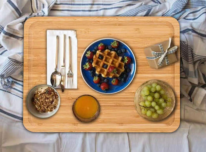 16x12x1 inches Bamboo Serving Tray Set: Tea, Fruit, Dinner Plates