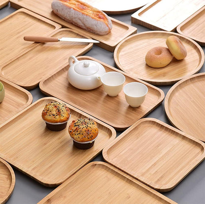 16x12x1 inches Bamboo Serving Tray Set: Tea, Fruit, Dinner Plates