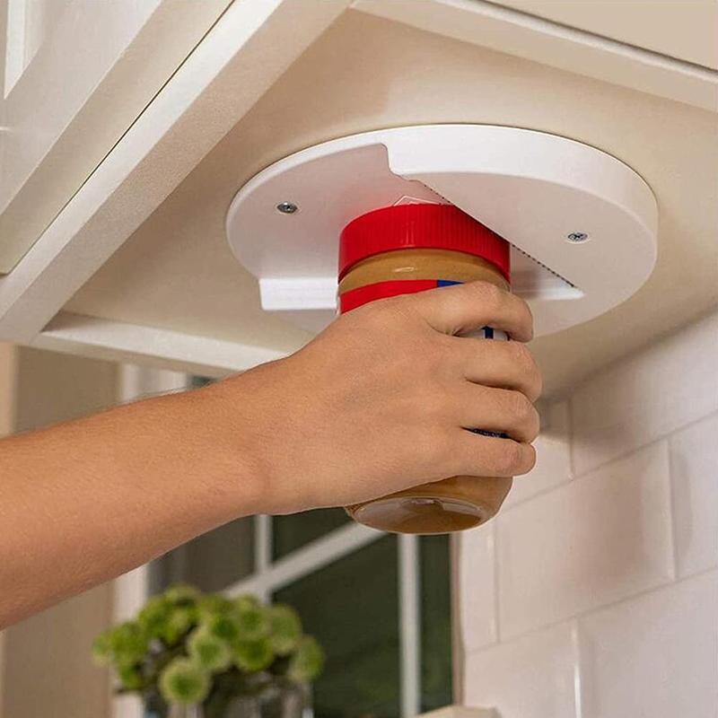 Under-Cabinet Self-Adhesive Jar Opener: Easy Lid Remover for Single-Handed Use