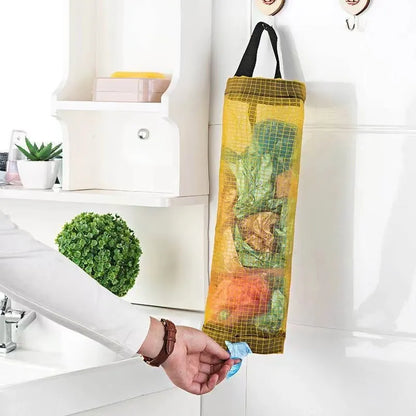 Efficient Kitchen Organization: Wall-Mount Plastic Bag Holder for Home Grocery Bags and Trash Management