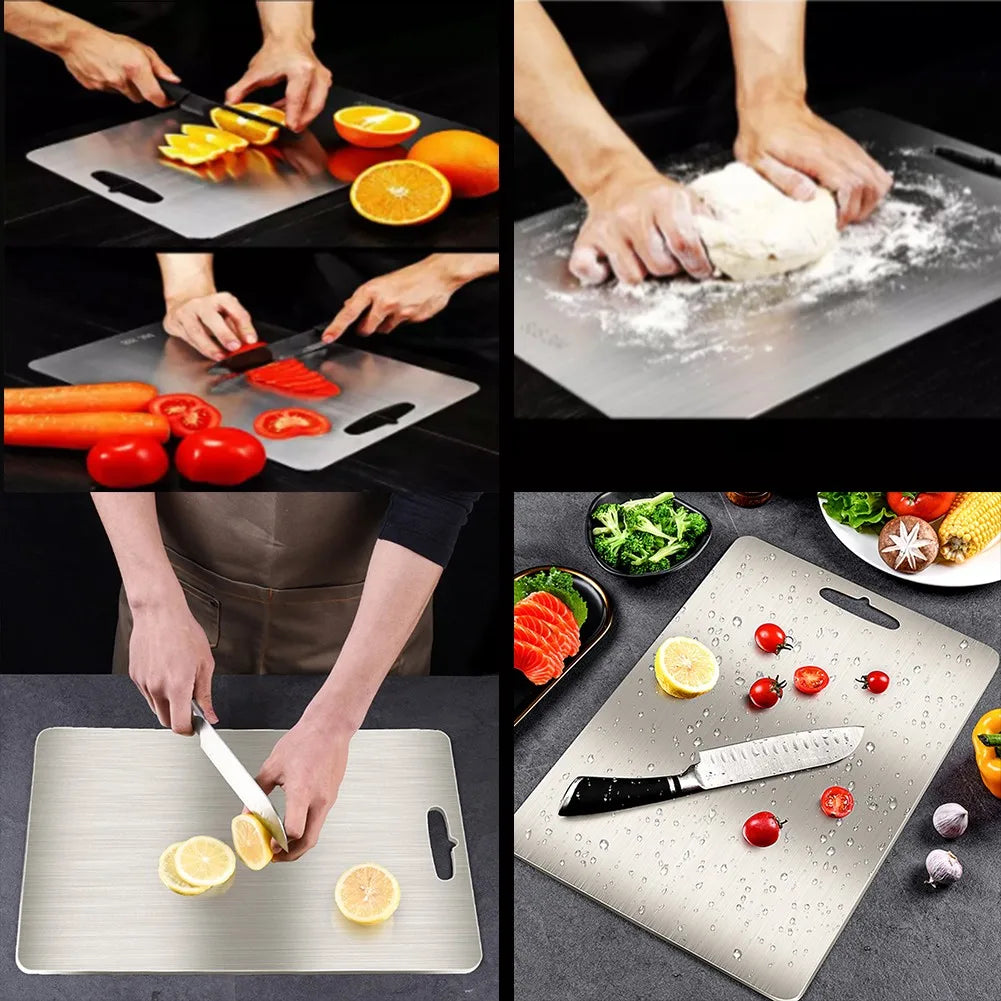 304 Multi-Function Stainless Steel Heavy Duty Cutting Board Rectangular Chopping Board For Home Kitchen Kneading Dough