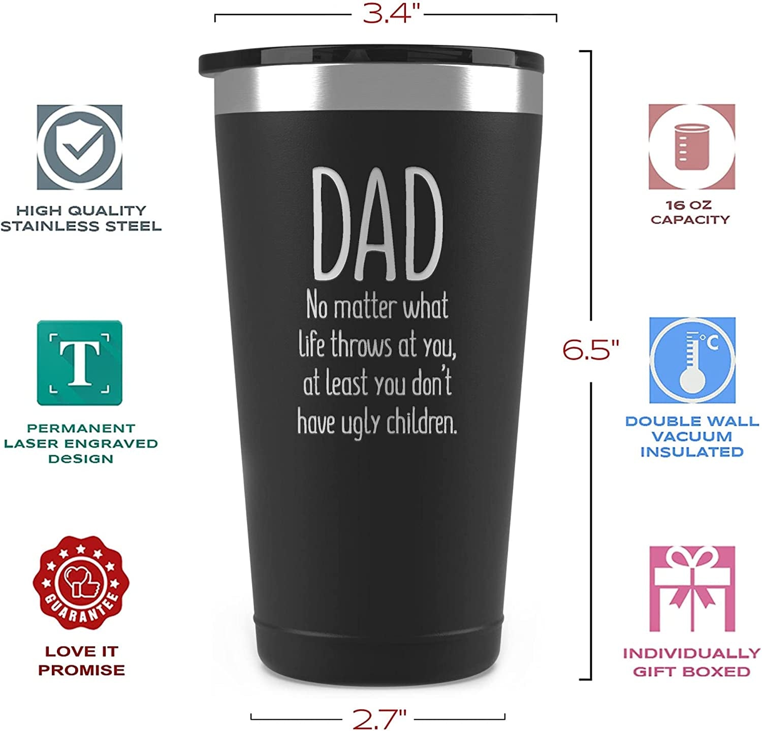 Humorous Dad's Coffee Tumbler: Funny Father's Day Gift, 16oz